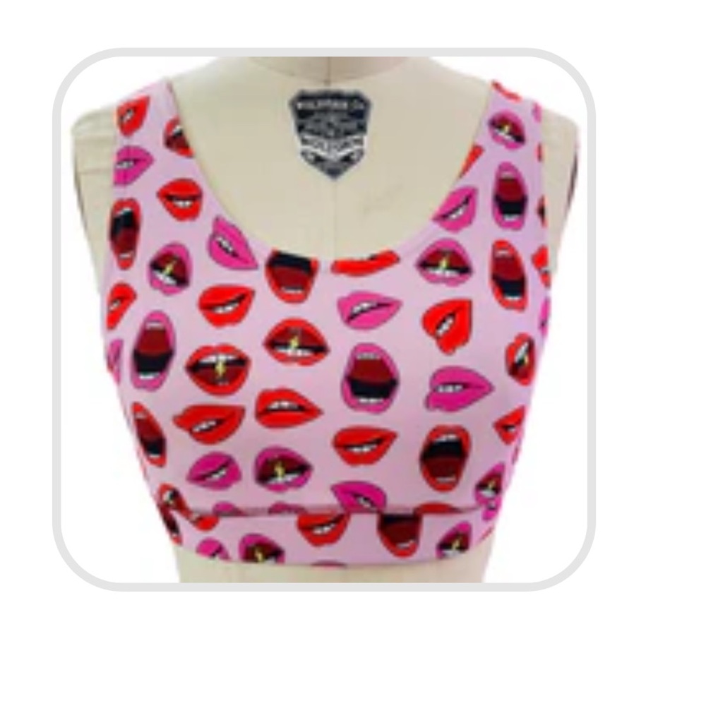 Pink Lip Print Bra